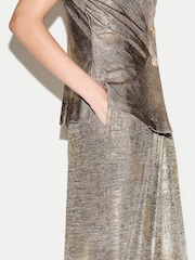 Jigsaw Gold Shimmer Jersey Palazzo Trousers - Image 5 of 6