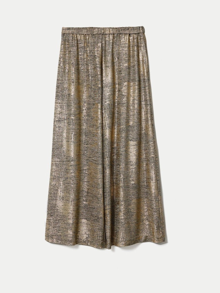 Jigsaw Gold Shimmer Jersey Palazzo Trousers - Image 6 of 6