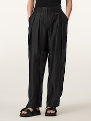 AllSaints Black Becca Sheer Trousers - Image 1 of 6