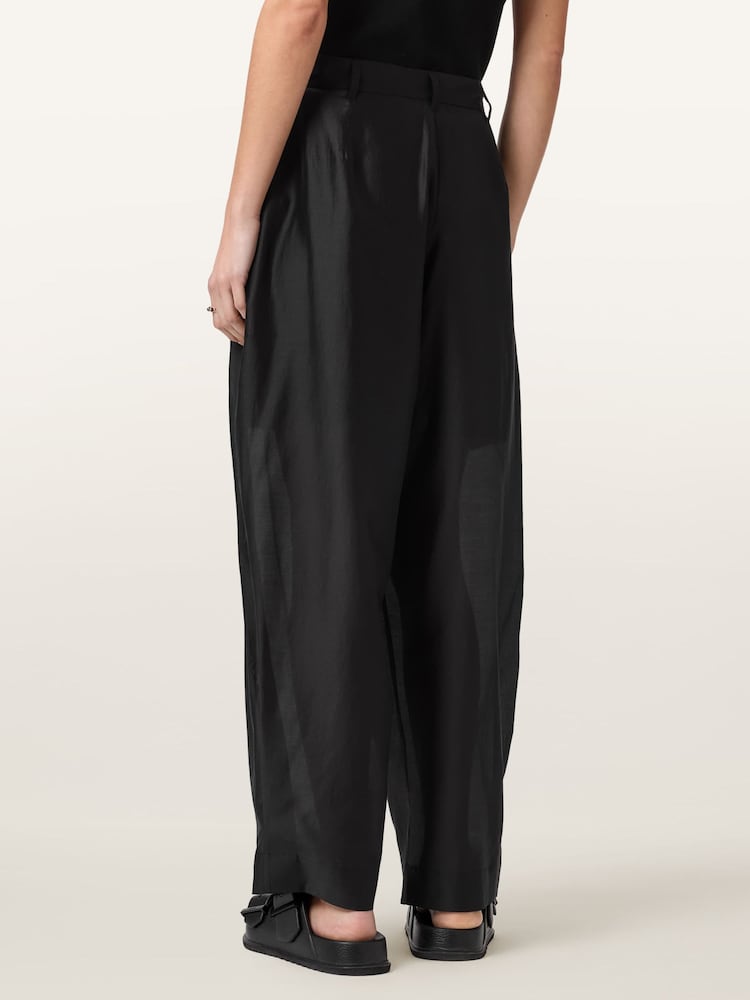 AllSaints Black Becca Sheer Trousers - Image 2 of 6