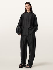 AllSaints Black Becca Sheer Trousers - Image 3 of 6