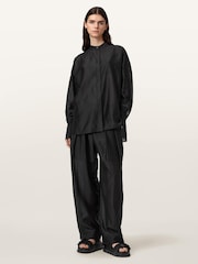 AllSaints Black Becca Sheer Trousers - Image 5 of 6