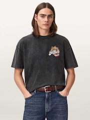 AllSaints Black Roque Short Sleeve Crew Neck T-Shirt - Image 1 of 7
