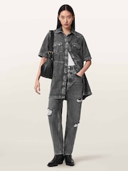 AllSaints Grey Daisy Tapered Jeans - Image 3 of 7