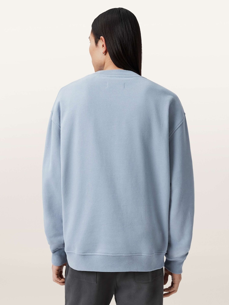 AllSaints Blue Asher Crew Neck Sweat Top - Image 2 of 6