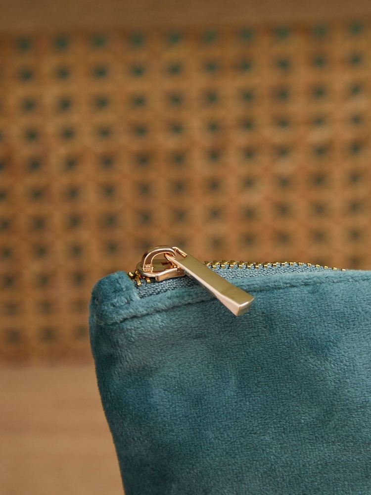 Made Yours Personalised Large Zodiac Teal Velvet Bag - Image 3 of 3