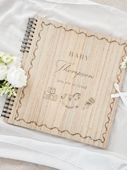Personalised Baby Shower Wooden Scrapbook - Image 1 of 3