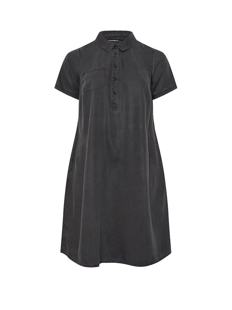 Evans Black Lyocell Denim Dress - Image 5 of 5