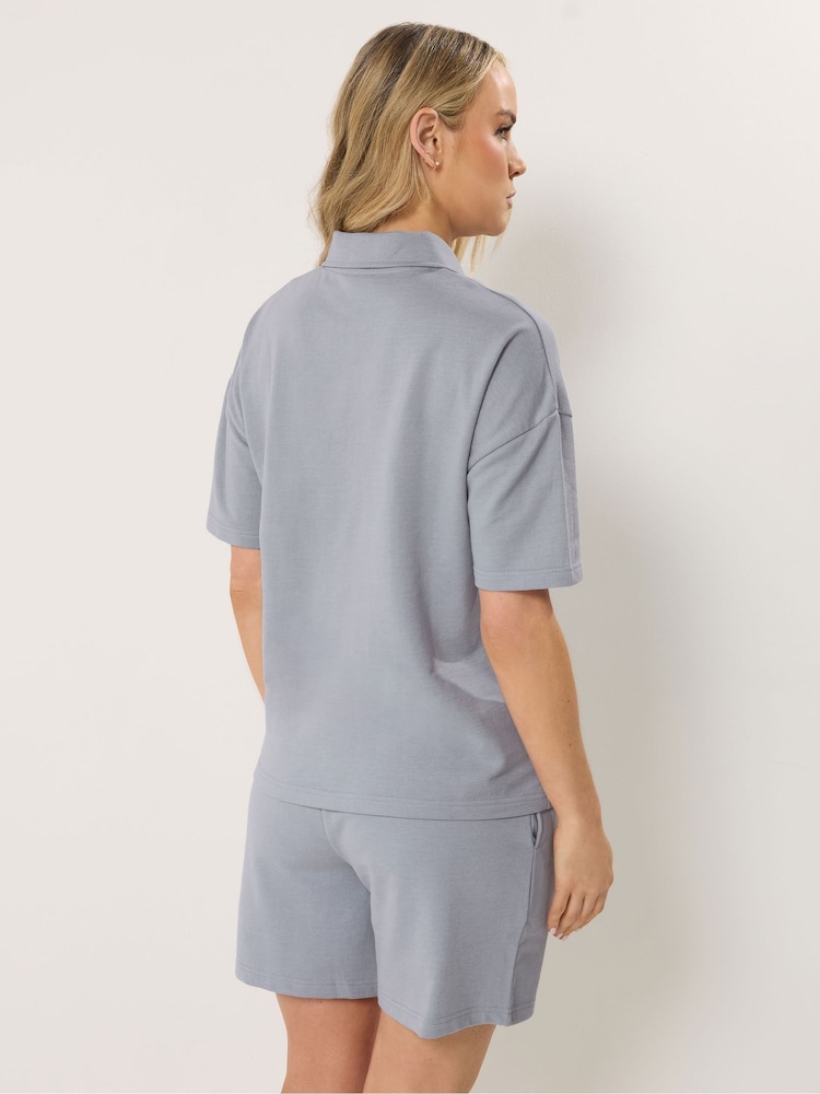 Long Tall Sally Blue Quarter Zip Sweat Top & Shorts Set - Image 2 of 6 Long Tall Sally Blue Quarter Zip Sweat Top & Shorts Set - Image 2 of 6