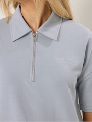 Long Tall Sally Blue Quarter Zip Sweat Top & Shorts Set - Image 4 of 6