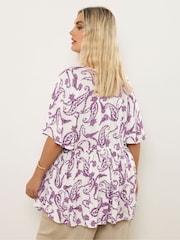 Yours Curve White Paisley Print Tie Front Top - Image 3 of 4