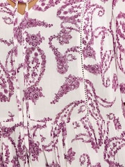 Yours Curve White Paisley Print Tie Front Top - Image 4 of 4