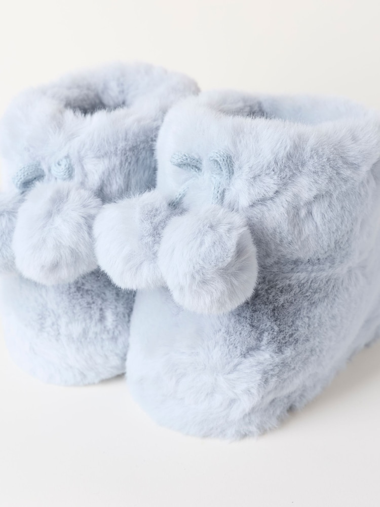 FatFace Farah Light Blue Faux Fur Boot Slipper - Image 2 of 3 FatFace Farah Light Blue Faux Fur Boot Slipper - Image 2 of 3