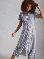 White Stuff Blue Rua Jersey Shirt Dress - Image 1 of 6