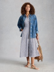 White Stuff Blue Rua Jersey Shirt Dress - Image 3 of 6