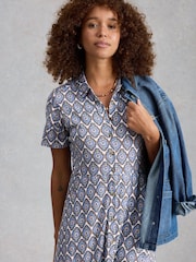 White Stuff Blue Rua Jersey Shirt Dress - Image 4 of 6