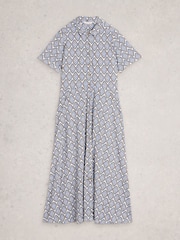 White Stuff Blue Rua Jersey Shirt Dress - Image 5 of 6