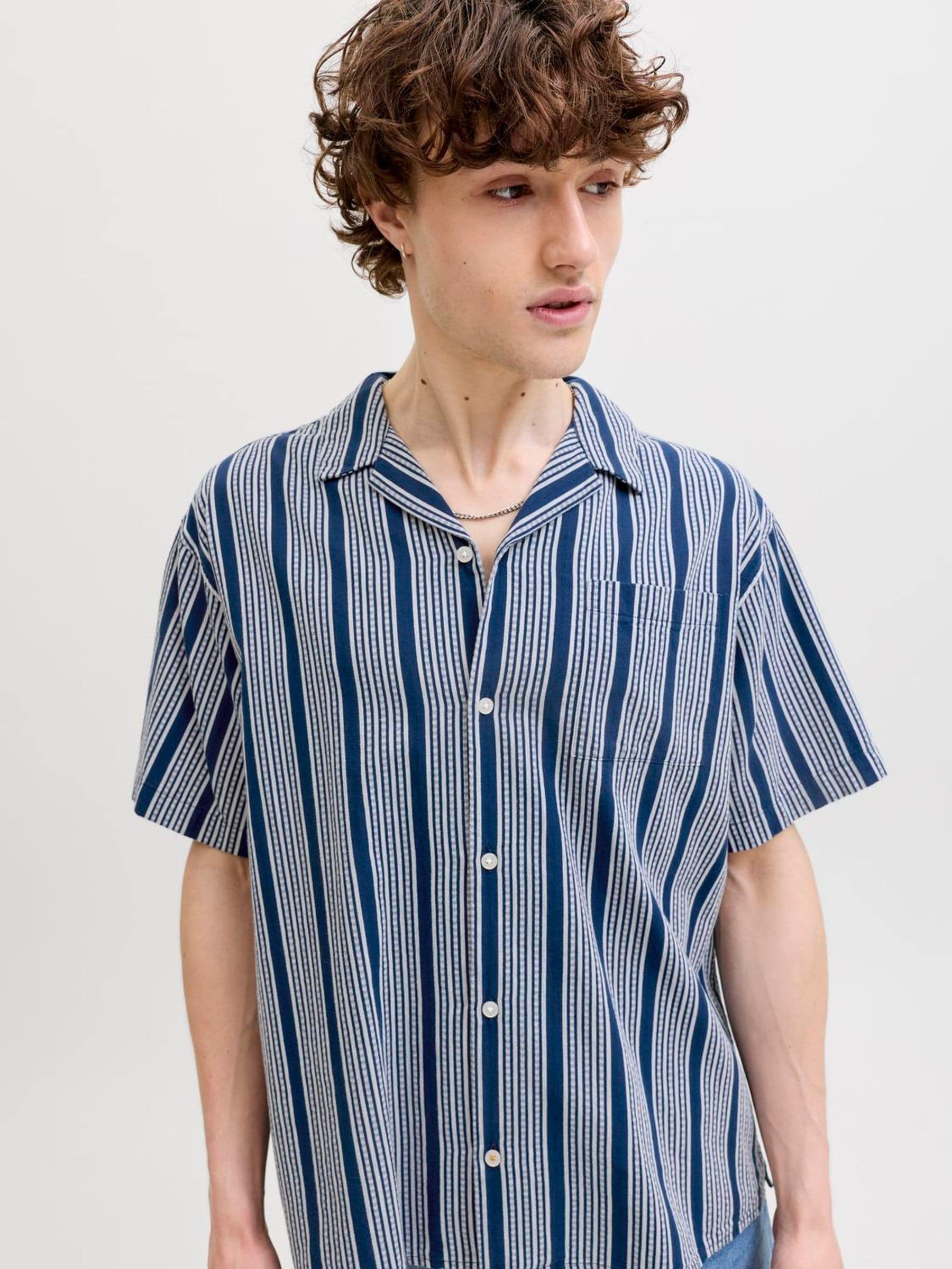 Buy JACK & JONES Blue Relaxed Fit Stripe Shirt from Next USA