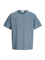 JACK & JONES Grey Relaxed Fit Stripe T-Shirt - Image 1 of 4