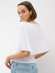 White Short Sleeve Cape Top - Image 2 of 5