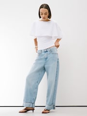 White Short Sleeve Cape Top - Image 5 of 5