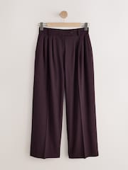 Burgundy Red Tailored Wide Leg Trousers With Wool - Image 6 of 8
