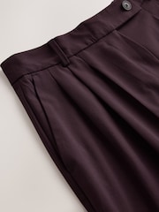 Burgundy Red Tailored Wide Leg Trousers With Wool - Image 7 of 8