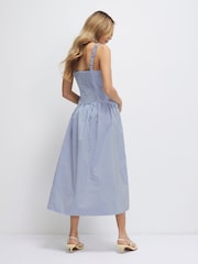 River Island Blue Sleeveless V-Neck Stripe Midi Dress - Image 2 of 4