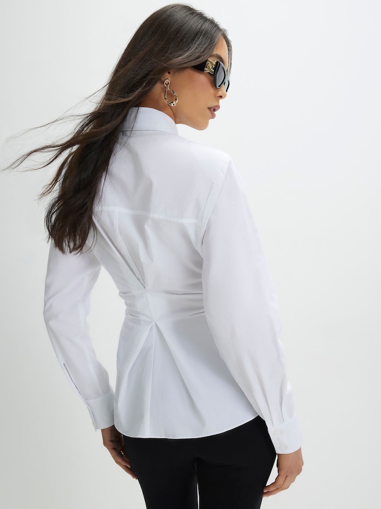 River Island Long Sleeve Shoulder Pad Cinched Shirt - Image 2 of 4 River Island Long Sleeve Shoulder Pad Cinched Shirt - Image 2 of 4