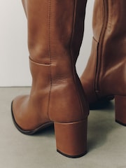 Tan Brown Standard fit Forever Comfort® Leather Chisel Knee High Boots - Image 5 of 9