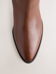Tan Brown Standard fit Forever Comfort® Leather Chisel Knee High Boots - Image 7 of 9