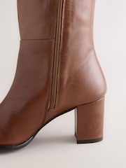 Tan Brown Standard fit Forever Comfort® Leather Chisel Knee High Boots - Image 8 of 9