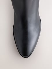 Black Standard fit Forever Comfort® Leather Chisel Knee High Boots - Image 3 of 9