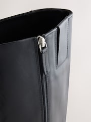 Black Standard fit Forever Comfort® Leather Chisel Knee High Boots - Image 5 of 9