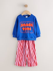 Cobalt Blue Snack Time Sweatshirt and Wide Leg Joggers Set (3mths-7yrs) - Image 4 of 7