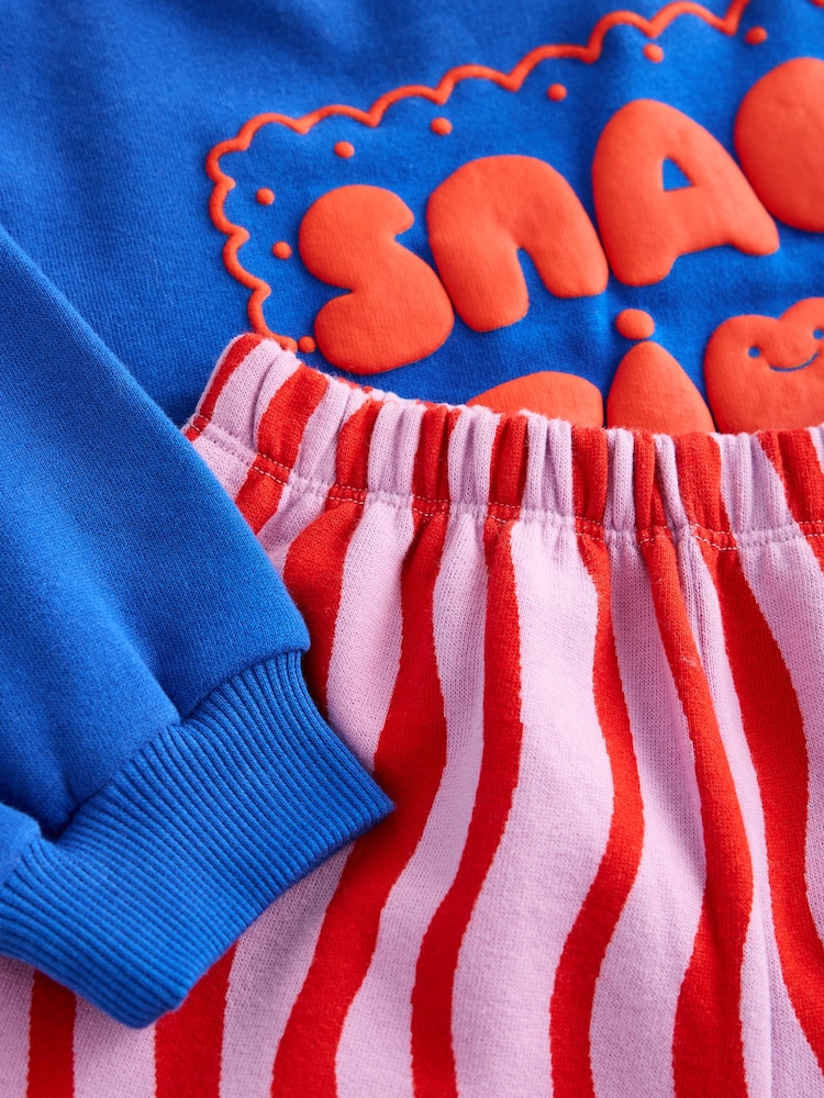 Cobalt Blue Snack Time Sweatshirt and Wide Leg Joggers Set (3mths-7yrs) - Image 7 of 7