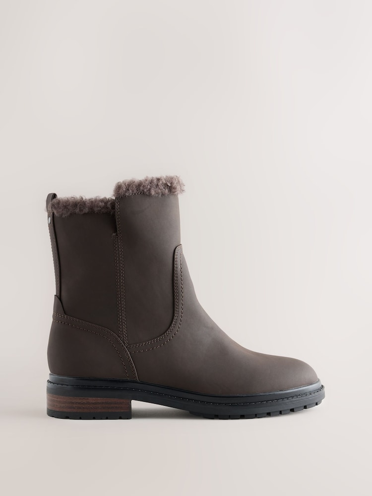 Mink Brown Standard fit Forever Comfort® Side Zip Round Toe Ankle Boots - Image 1 of 5 Mink Brown Standard fit Forever Comfort® Side Zip Round Toe Ankle Boots - Image 1 of 5