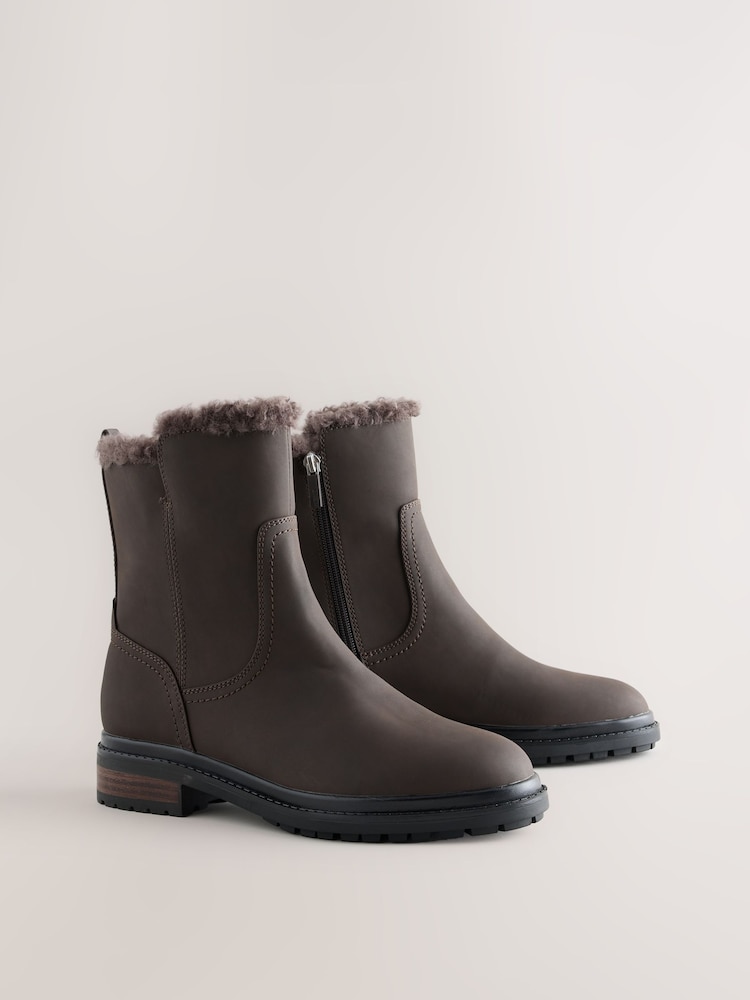 Mink Brown Standard fit Forever Comfort® Side Zip Round Toe Ankle Boots - Image 2 of 5 Mink Brown Standard fit Forever Comfort® Side Zip Round Toe Ankle Boots - Image 2 of 5