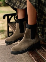 Хаки жасыл - Forever Comfort® Ribbed Leather Ankle Boots - 5суретінің 1 суреті