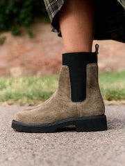 Хаки жасыл - Forever Comfort® Ribbed Leather Ankle Boots - 5суретінің 2 суреті