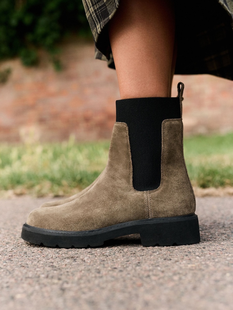 Хаки жасыл - Forever Comfort® Ribbed Leather Ankle Boots - 5суретінің 2 суреті Хаки жасыл - Forever Comfort® Ribbed Leather Ankle Boots - 5суретінің 2 суреті