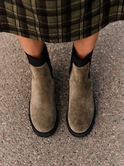 Хаки жасыл - Forever Comfort® Ribbed Leather Ankle Boots - 5суретінің 4 суреті