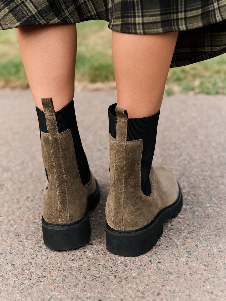 Хаки жасыл - Forever Comfort® Ribbed Leather Ankle Boots - 5суретінің 5 суреті Хаки жасыл - Forever Comfort® Ribbed Leather Ankle Boots - 5суретінің 5 суреті