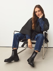 Қара - Forever Comfort® Ribbed Leather Ankle Boots - 9суретінің 5 суреті