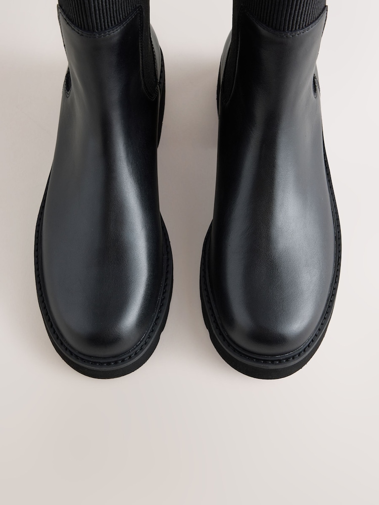 Қара - Forever Comfort® Ribbed Leather Ankle Boots - 9суретінің 9 суреті Қара - Forever Comfort® Ribbed Leather Ankle Boots - 9суретінің 9 суреті