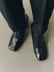 Black Standard fit Forever Comfort® Textured Square Toe Ankle Boots - Image 2 of 8