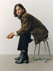Black Standard fit Forever Comfort® Textured Square Toe Ankle Boots - Image 3 of 8