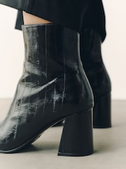 Black Standard fit Forever Comfort® Textured Square Toe Ankle Boots - Image 4 of 8
