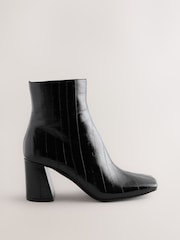 Black Standard fit Forever Comfort® Textured Square Toe Ankle Boots - Image 5 of 8