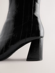 Black Standard fit Forever Comfort® Textured Square Toe Ankle Boots - Image 6 of 8
